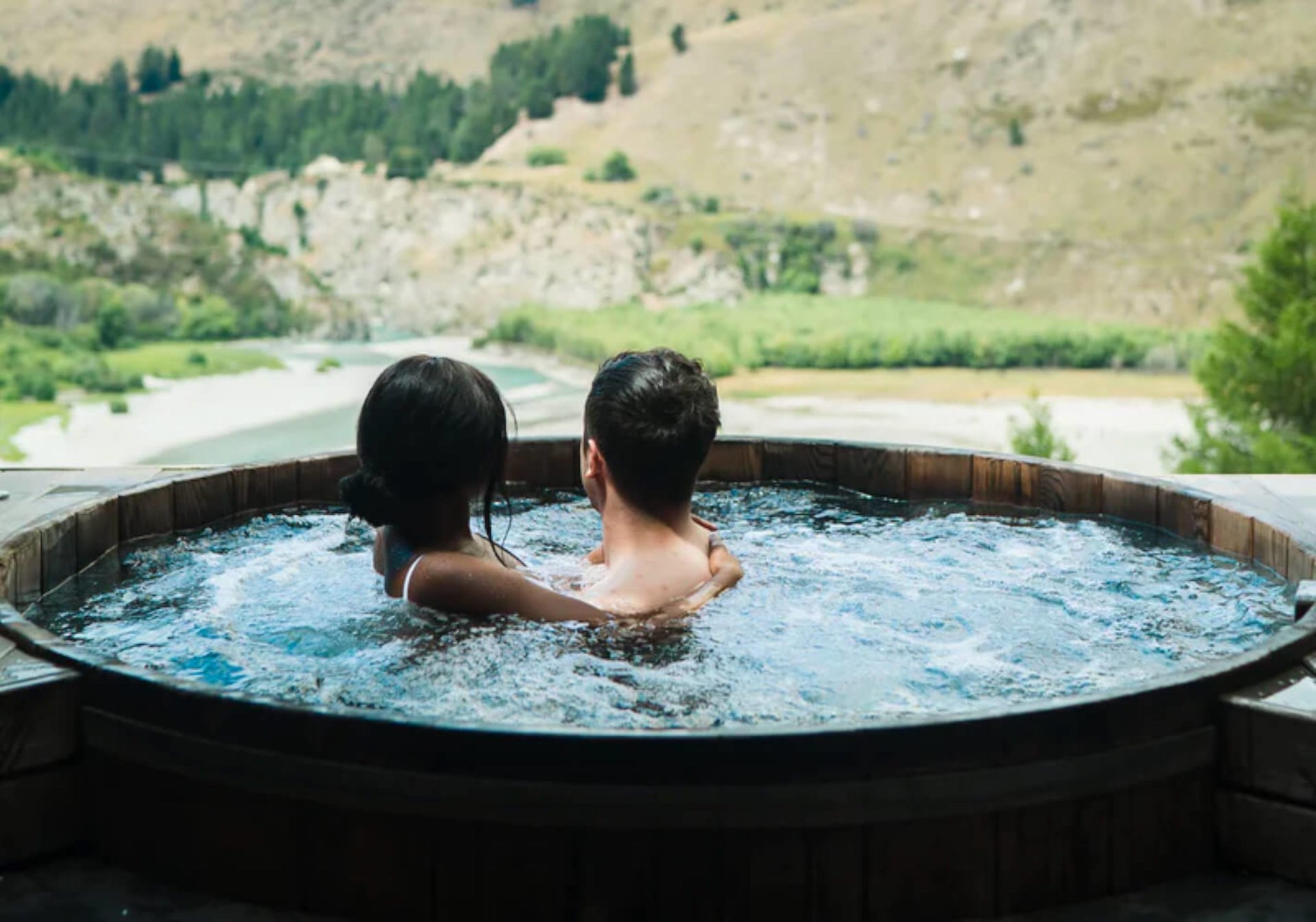 A couple in a luxury hot tub