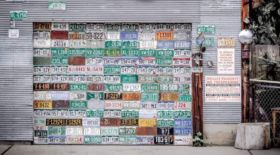 license plate wall in palisade