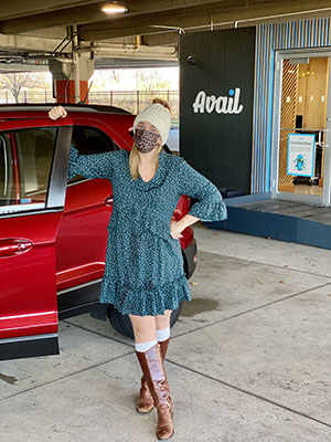 girl standing outside avail lot