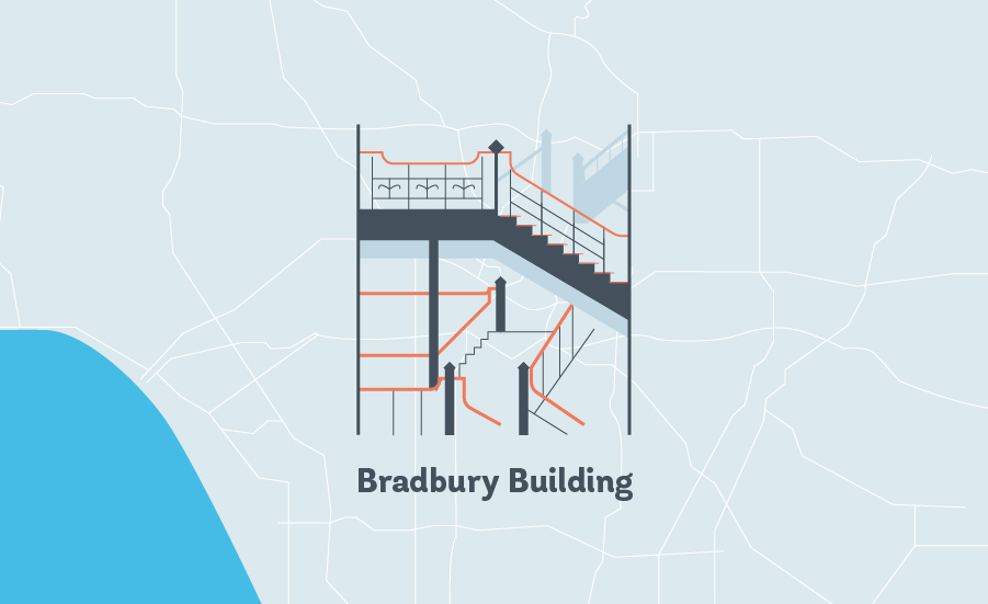 bradbury building LA grapic