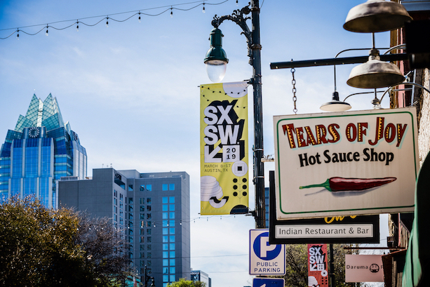 sxsw street sign in austin