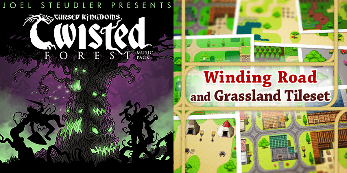 New Releases: Cursed Kingdoms - Twisted Forest Music Pack, Winding Road and Grassland Tileset