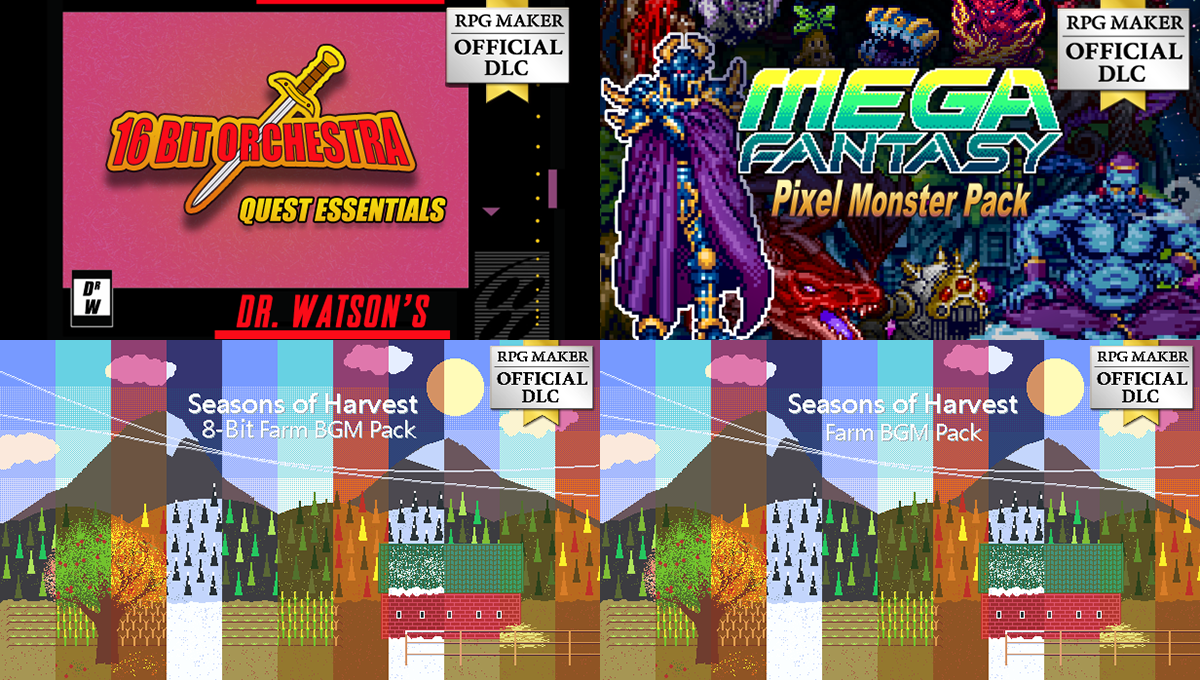 New Releases: Dr Watson's 16 Bit Orchestra, MEGA FANTASY Pixel Monster Pack, Seasons of Harvest - 8-Bit Farm BGM Pack, Seasons of Harvest - Farm BGM Pack