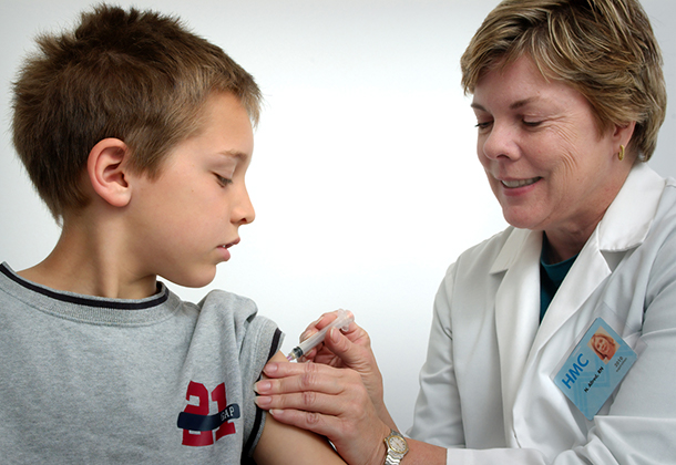 Child getting a flu shot