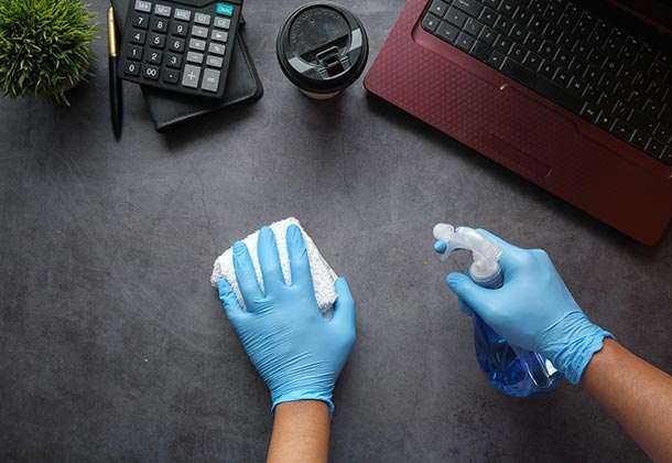 Cleaning a work surface