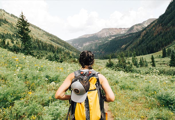 Woman going on a hike