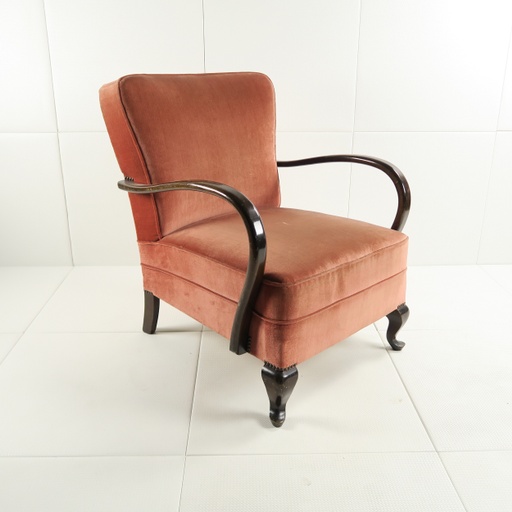 fauteuil velours rose anglais