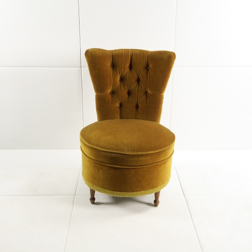 fauteuil velours jaune miel