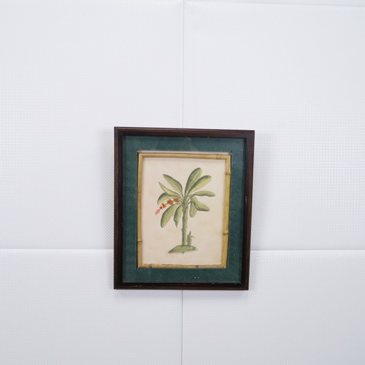 cadre brun passe-partout bleu charon et dessin de plante