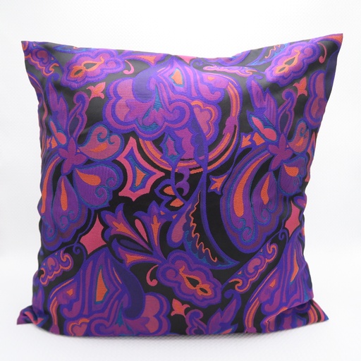 coussin volutes noir mauve orange