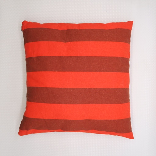 coussin rayé orange et marron