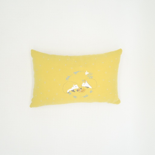 coussin rectangulaire jaune sujet hérisson