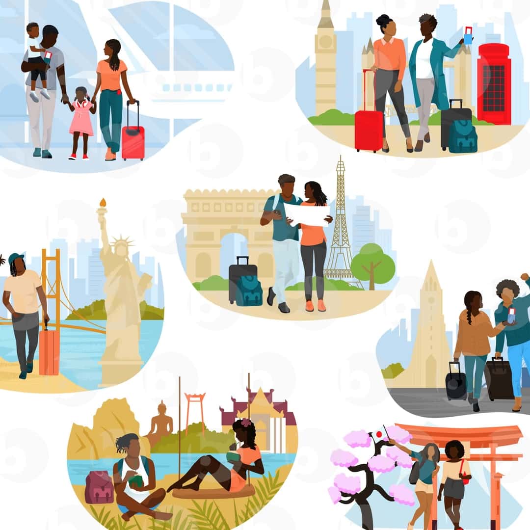 The Travel Vibe Pack | Black Illustrations