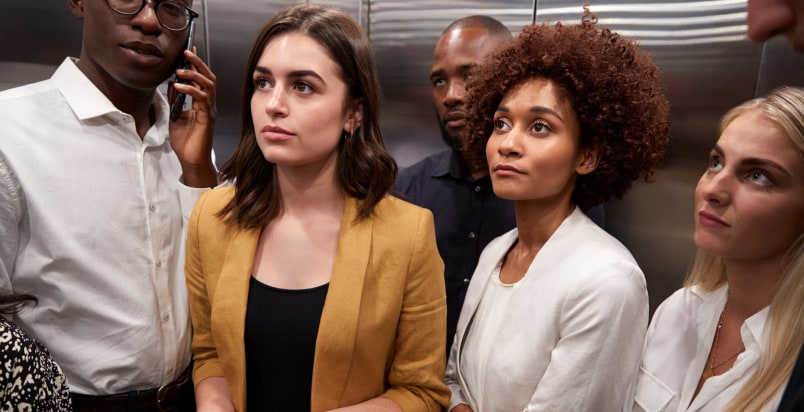 crowded elevator