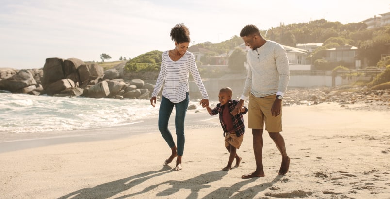 family on the beach