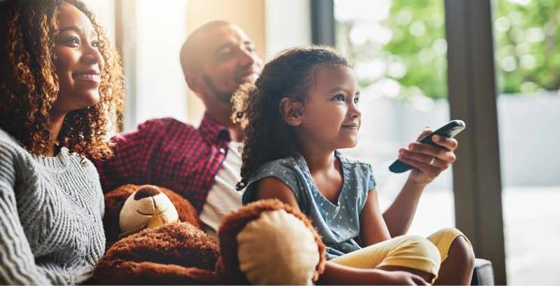family watching tv