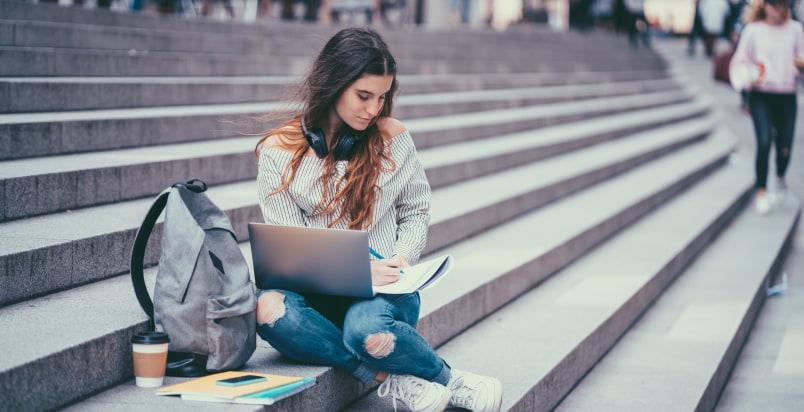 student studying