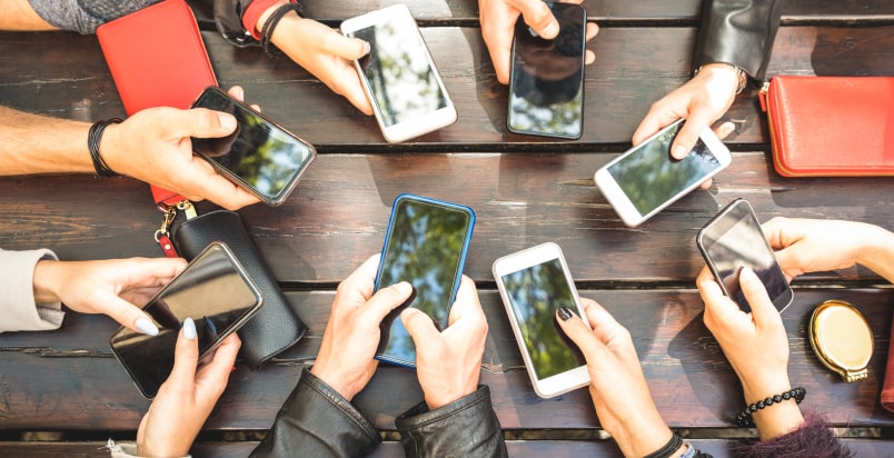 phones on table