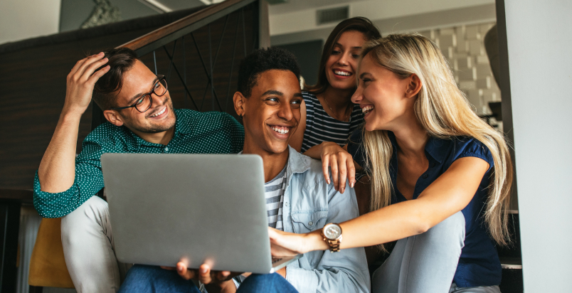 friends by laptop