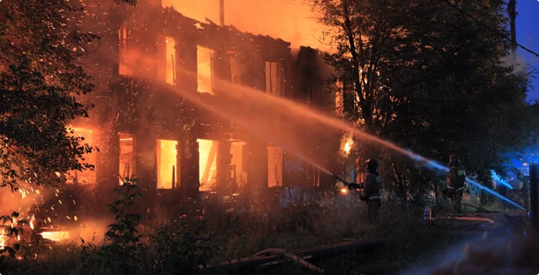 apartment on fire