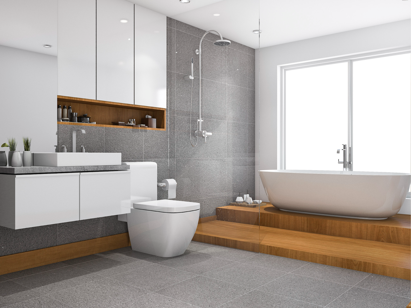 modern bathroom with marble tiles