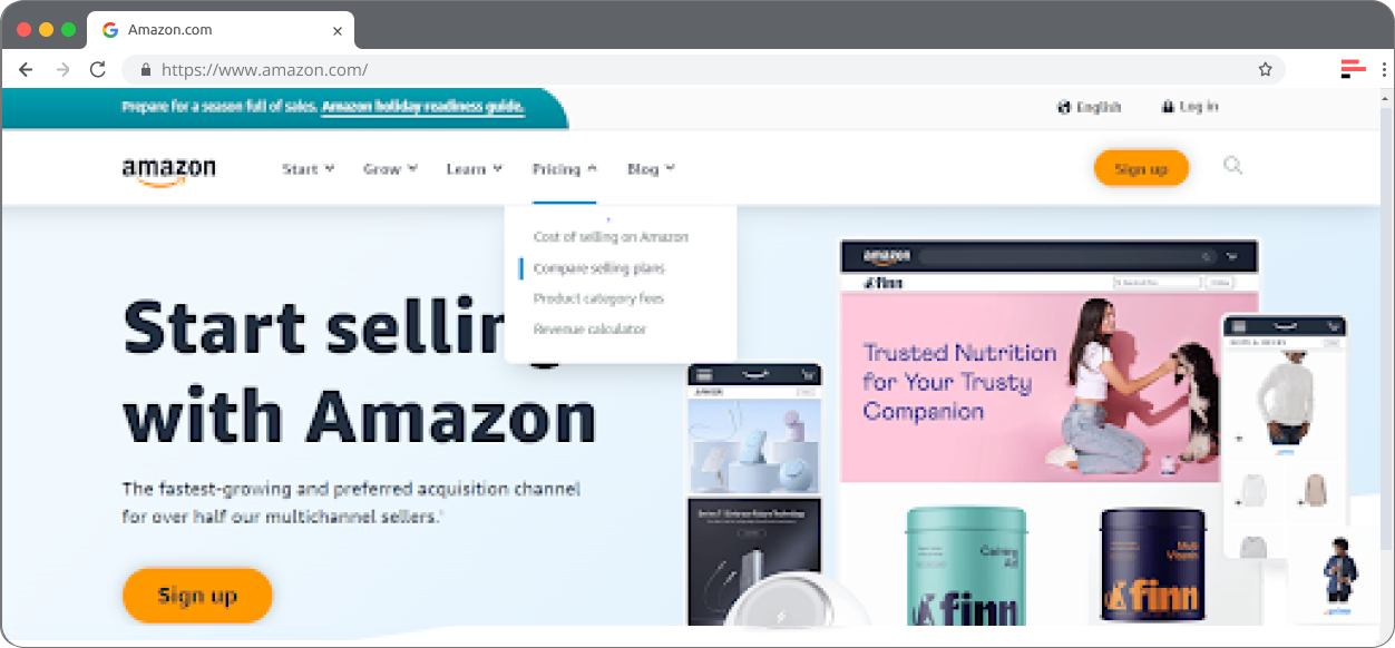 Start your registration in the top navigation menu—select the “Pricing” option