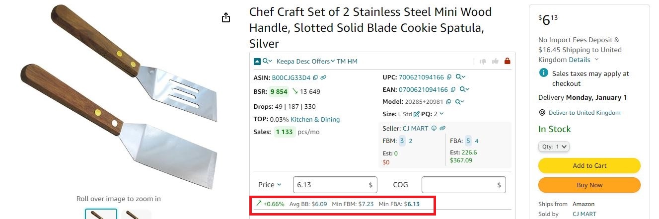 Seller Assistant App shows you the average BuyBox price