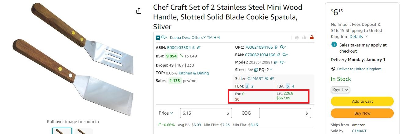 Seller Assistant App shows your estimated product sales 