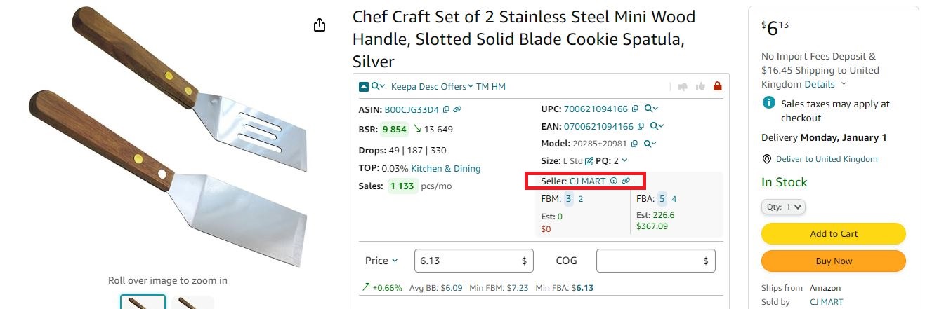 Seller Assistant App shows you the BuyBox seller 