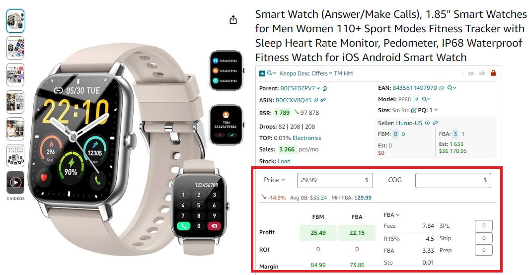 Seller Assistant App’s FBA&FBM calculator 