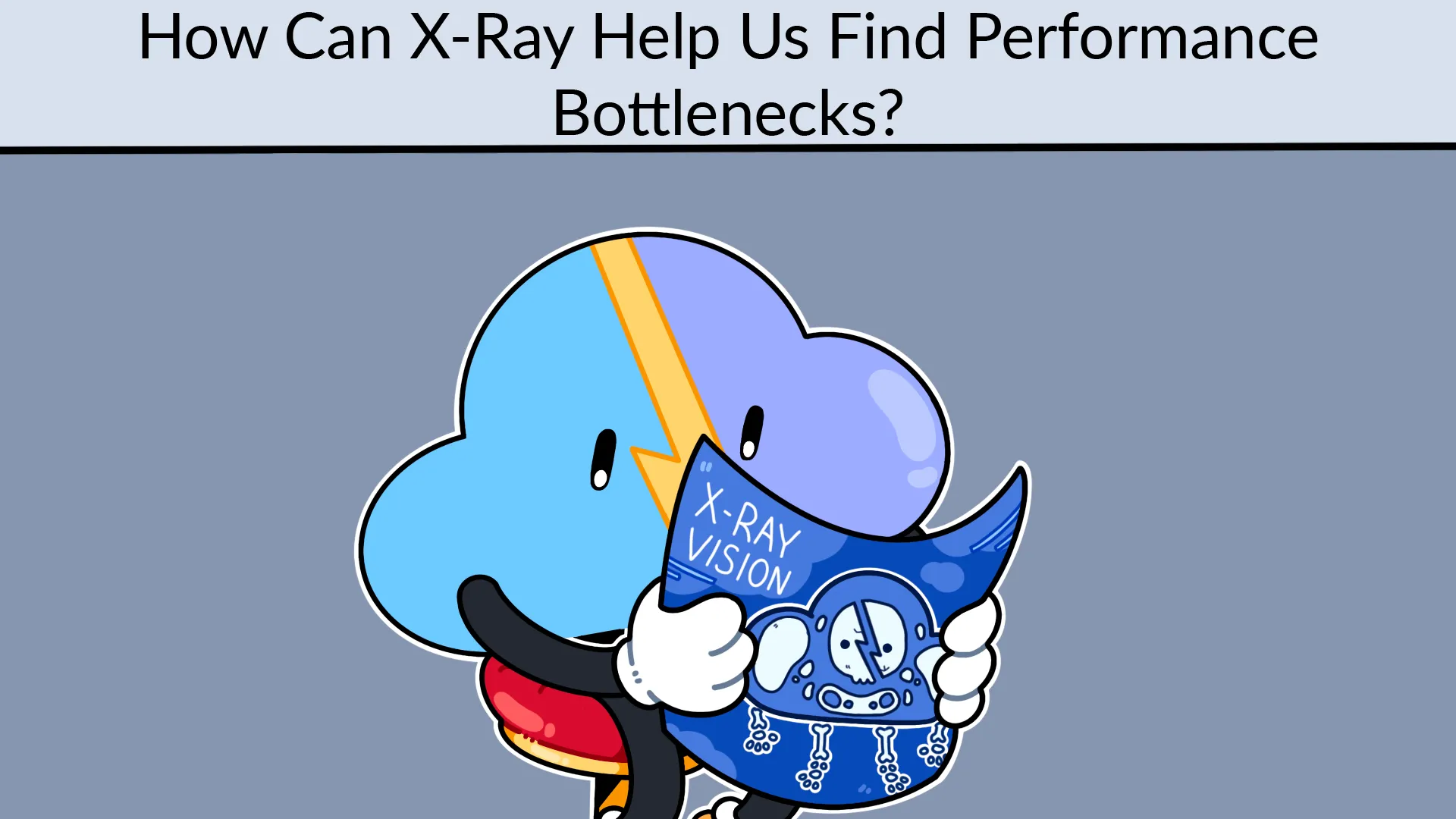 Funny image of Serverless Guru logo analyzing an X-Ray