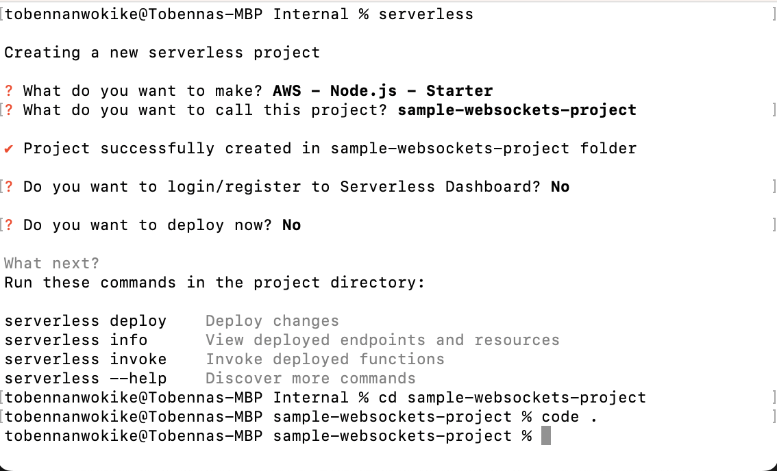 AWS Node.js starter project page opened