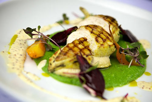 Chicken thigh plated main meal