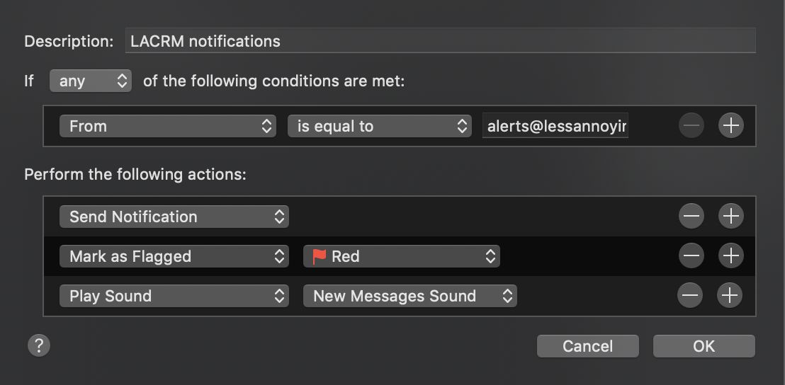 Filtering your Apple Mail emails for your LACRM notifications