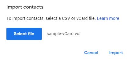 Importing Google Contacts