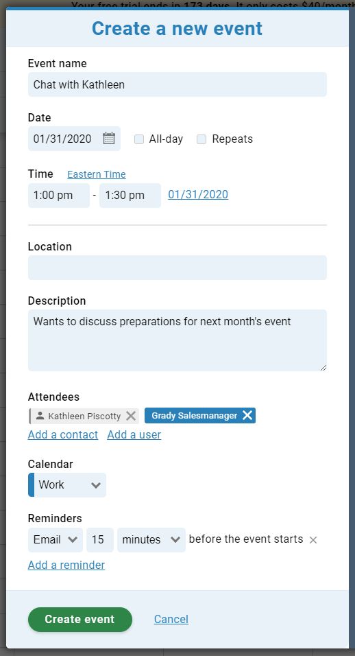 Less Annoying CRM event creation