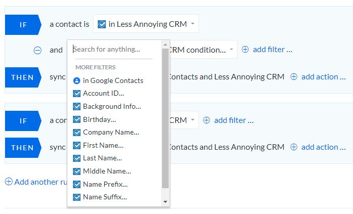 Create your rules in PieSync