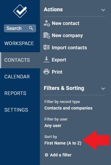 Contact page menu