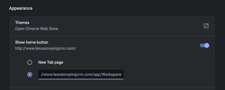 Make LACRM your home page in Chrome