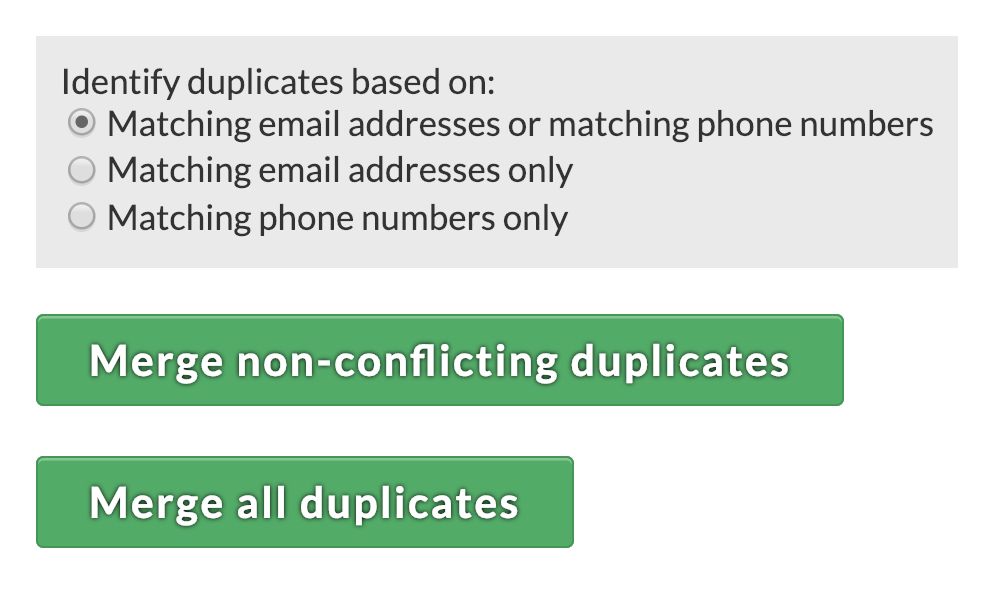 Merge all non-conflicting duplicates with one click!