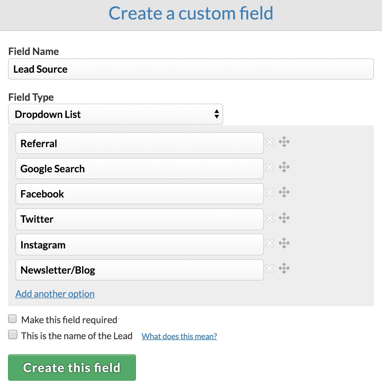 Customizing your pipelines to track lead source