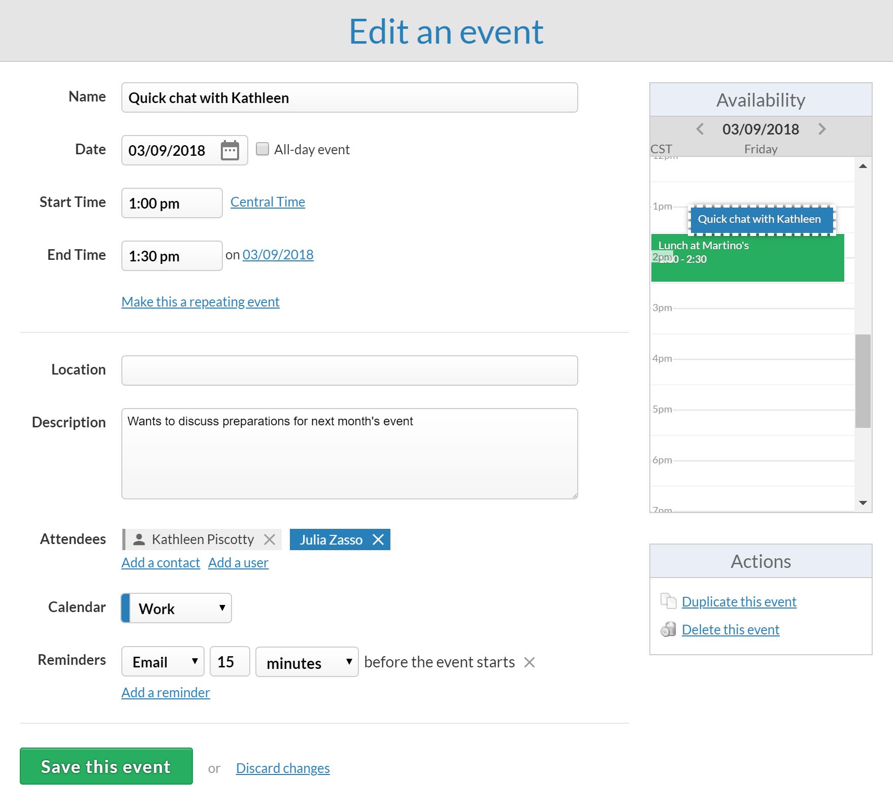 Adding an event to the CRM