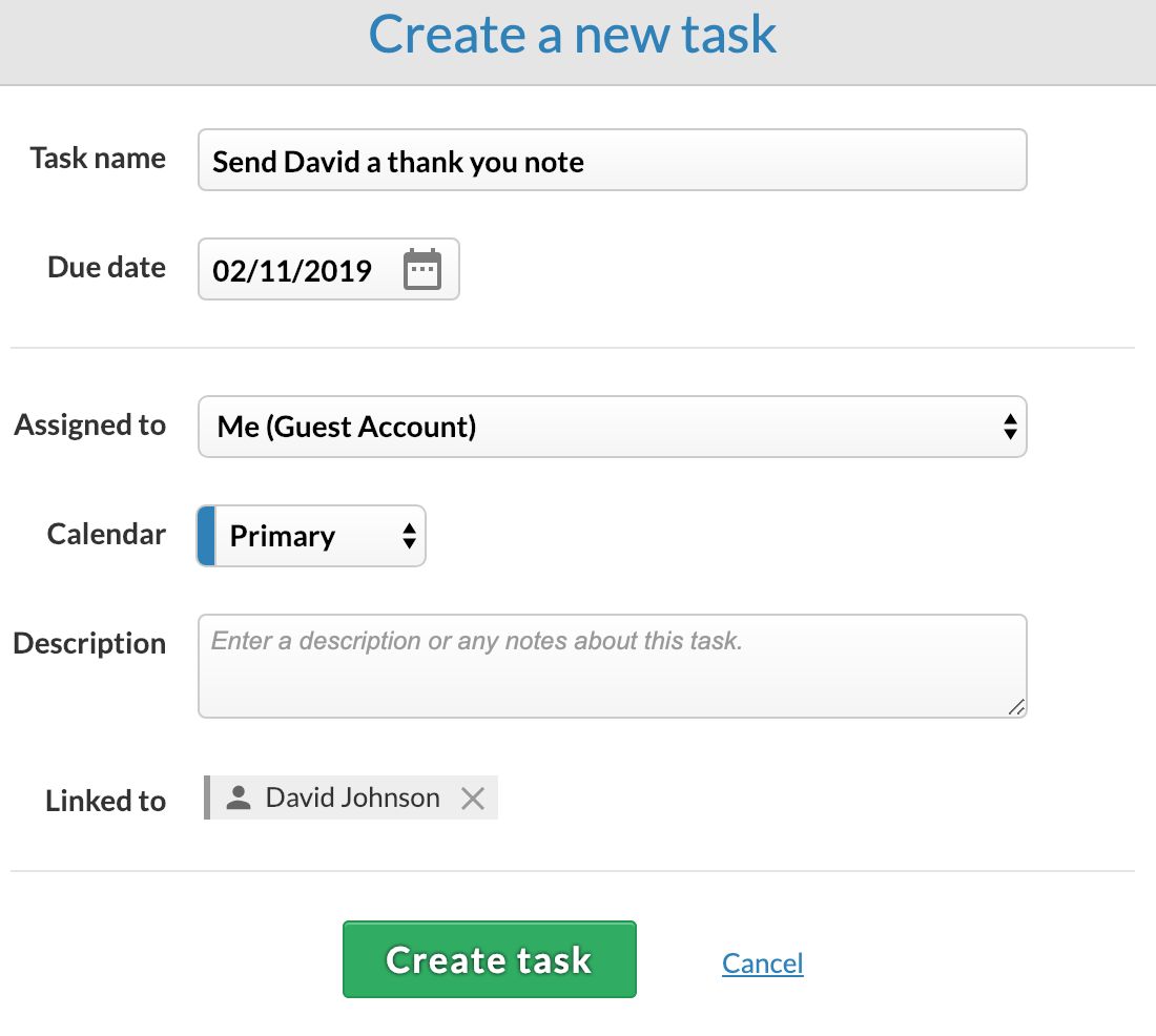 Add a task in the CRM!