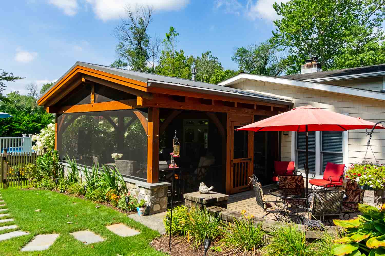 Timber Frame Outdoor Living Room - Highline Contruction