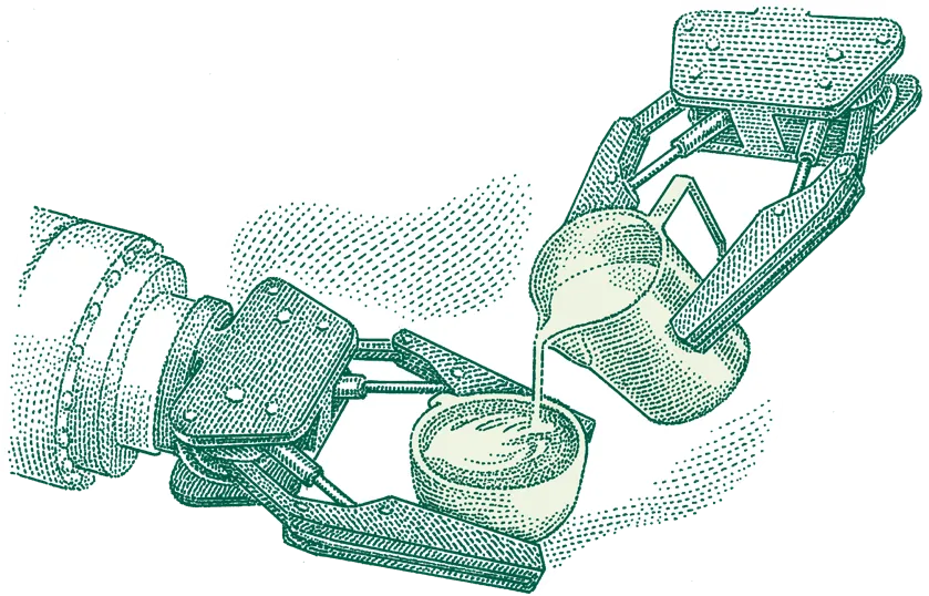 Illustration of a pair of robotic hands illustrating hardware