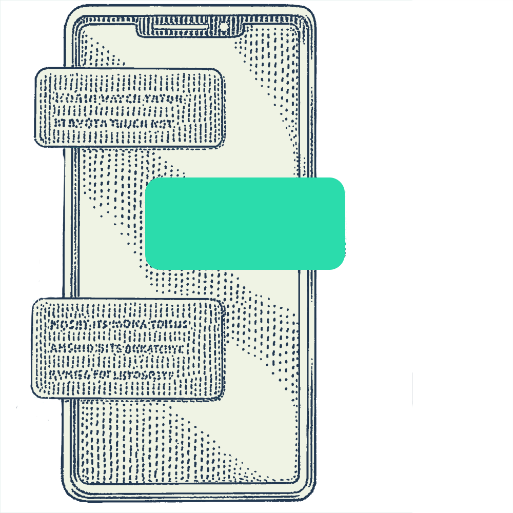 Illustration of a phone with text messages being exchanged