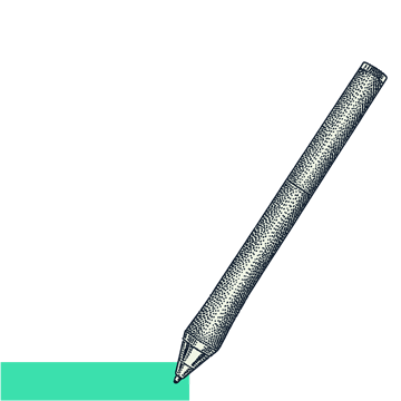 Illustration of a pen signing on a green line