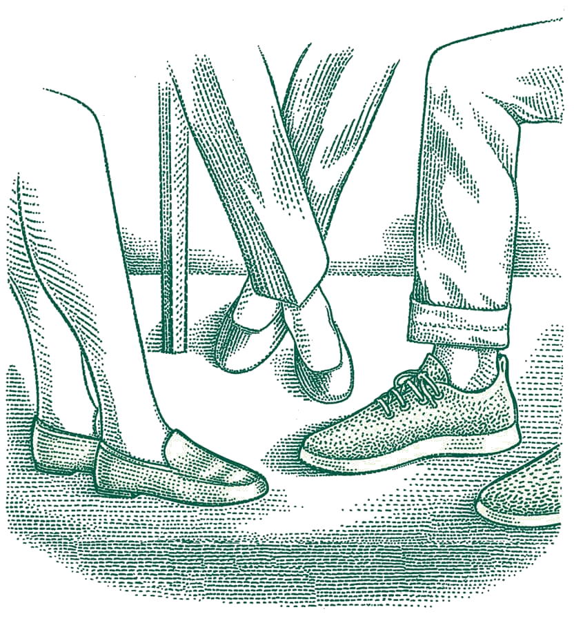 Illustration of a 3 pairs of feet of business professionals