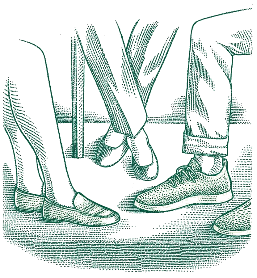 Illustration of a 3 pairs of feet of business professionals