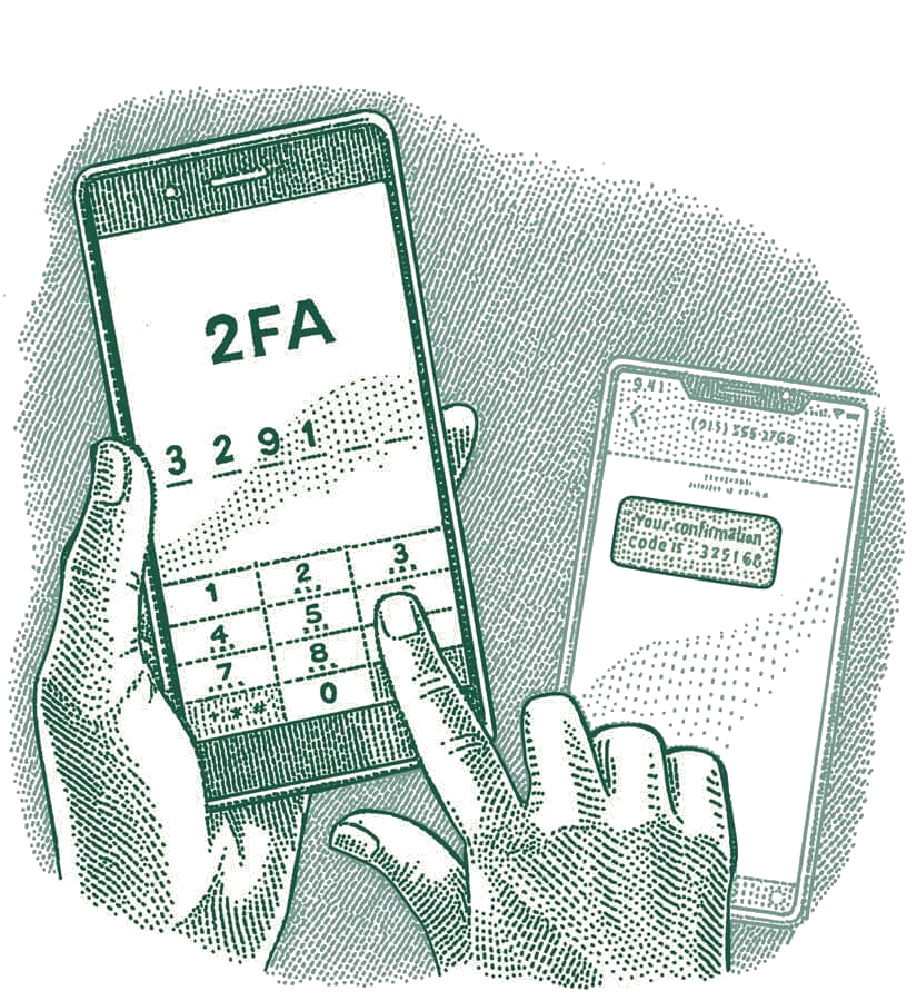Illustration of a smartphone performing 2 Factor Authentication